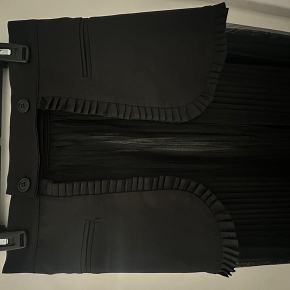 Black Double-Breasted Women's BLAZER Dress/sheer pleated midi Skirt size L NWT - Picture 7 of 16